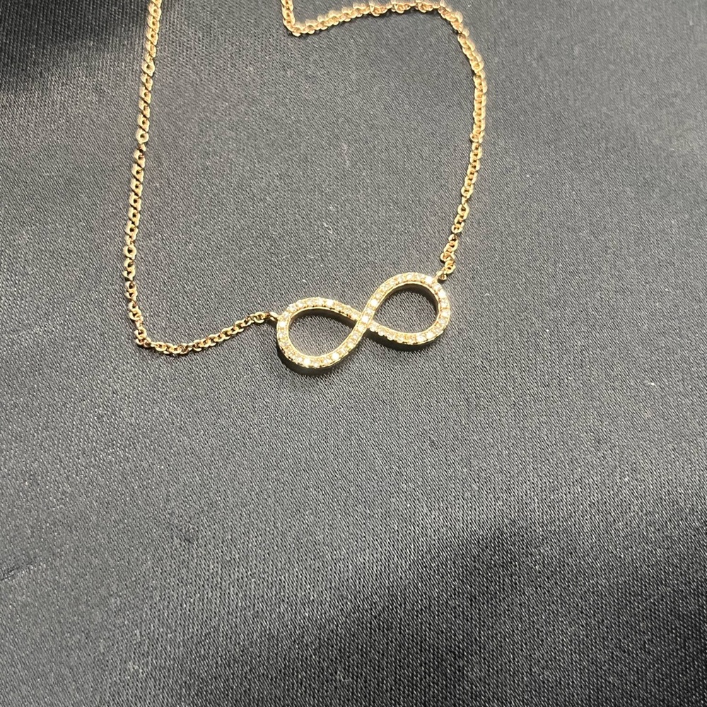 14K ROSE GOLD INFINITY PAVÉ NECKLACE - Picture 13 of 15